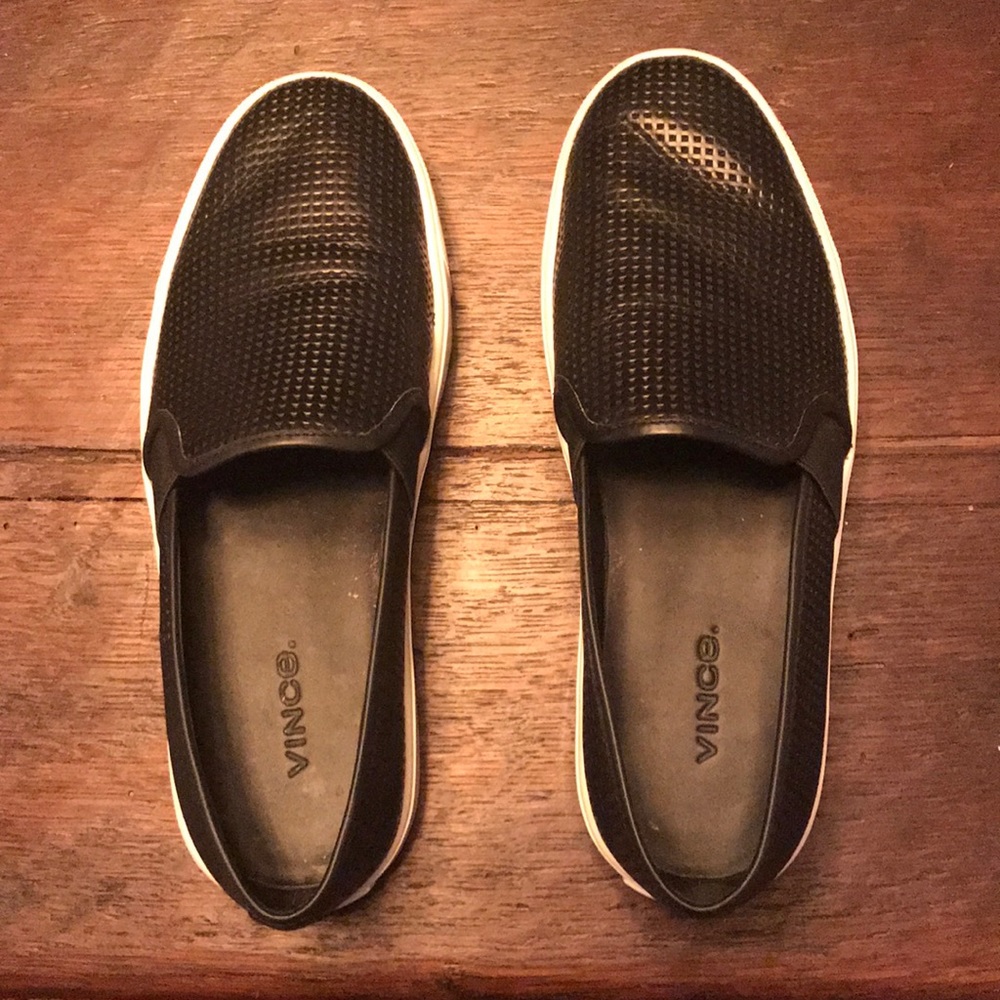 Vince Blair perforated black leather slip-on